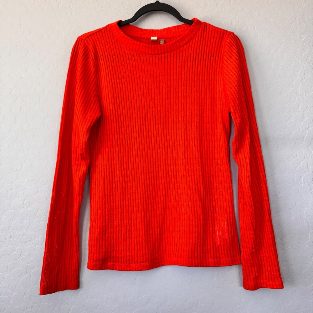 Pilcro Anthropologie Medium Red Ribbed Knit Long Sleeve Top